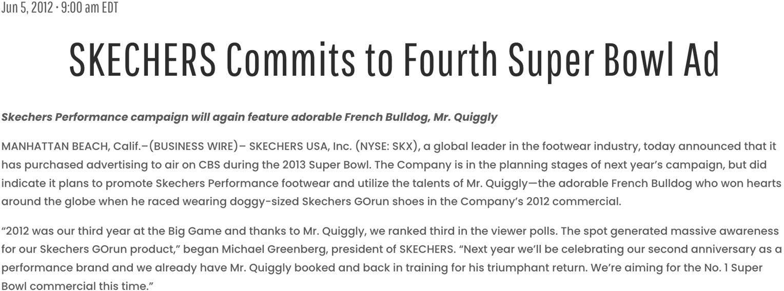 Skechers press release