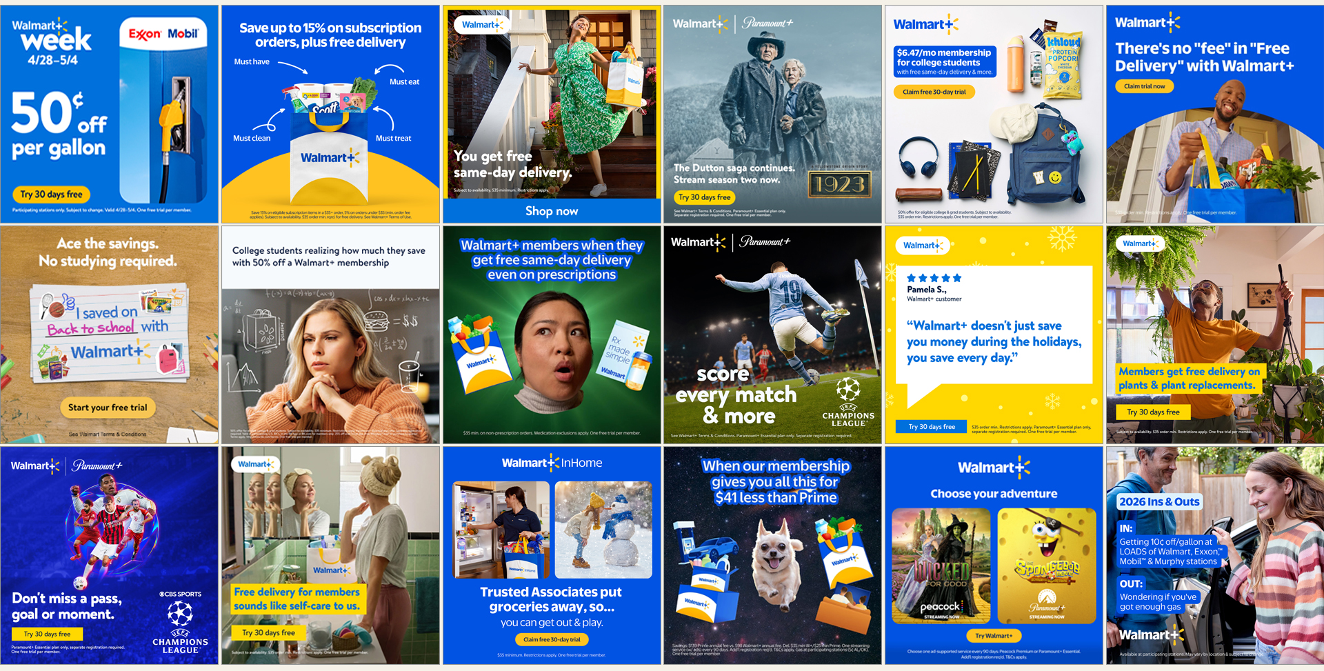 Walmart+ static ads
